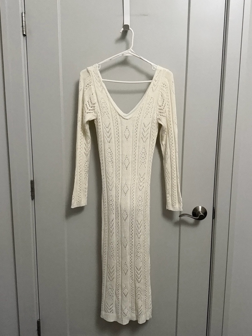 Lulus Pointelle Me A Secret Cream Knit Midi Dress - Picture 7 of 7